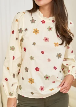 Motus Boutique Chemises & Blouses^Blouse Iris FleuriFondbeige-BlouseIris