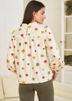 Motus Boutique Chemises & Blouses^Blouse Iris FleuriFondbeige-BlouseIris