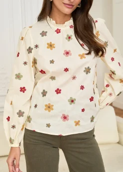 Motus Boutique Chemises & Blouses^Blouse Iris FleuriFondbeige-BlouseIris