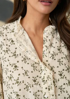 Motus Boutique Chemises & Blouses^Blouse Julie KakiBeige-BlouseJulie