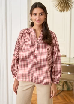 Motus Boutique Chemises & Blouses^Blouse Manel VichyRouilleEcru-BlouseManel