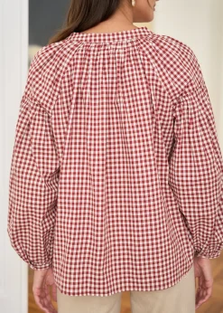 Motus Boutique Chemises & Blouses^Blouse Manel VichyRouilleEcru-BlouseManel