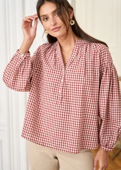 Motus Boutique Chemises & Blouses^Blouse Manel VichyRouilleEcru-BlouseManel