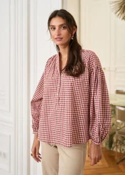 Motus Boutique Chemises & Blouses^Blouse Manel VichyRouilleEcru-BlouseManel