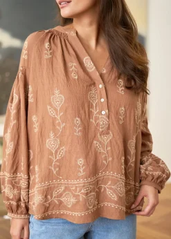 Motus Boutique Chemises & Blouses^Blouse Manel Camel-BlouseManel