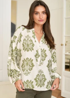 Motus Boutique Chemises & Blouses^Blouse Manel ImpriméKakiEcru-BlouseManel