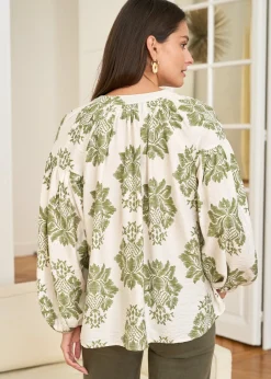 Motus Boutique Chemises & Blouses^Blouse Manel ImpriméKakiEcru-BlouseManel