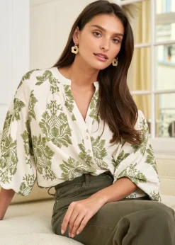 Motus Boutique Chemises & Blouses^Blouse Manel ImpriméKakiEcru-BlouseManel