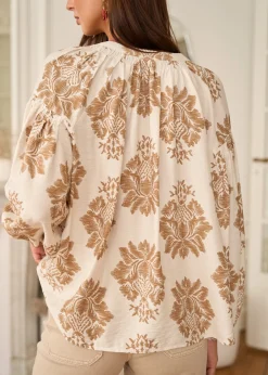 Motus Boutique Chemises & Blouses^Blouse Manel ImpriméFondBeige-BlouseManel