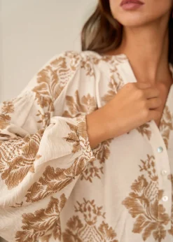 Motus Boutique Chemises & Blouses^Blouse Manel ImpriméFondBeige-BlouseManel