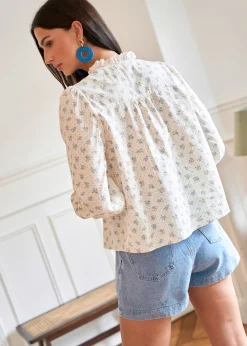 Motus Boutique Chemises & Blouses^Blouse Paula FleuriBleuEcru-BlousePaula