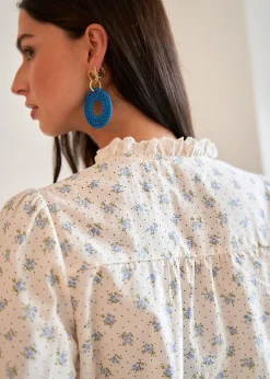Motus Boutique Chemises & Blouses^Blouse Paula FleuriBleuEcru-BlousePaula