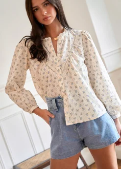 Motus Boutique Chemises & Blouses^Blouse Paula FleuriBleuEcru-BlousePaula