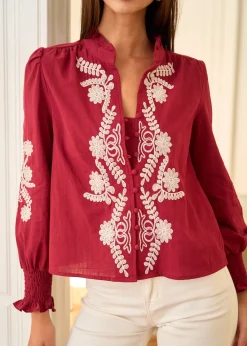 Motus Boutique Chemises & Blouses^Blouse Roma BordeauxEcru-BlouseRoma