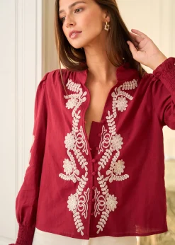 Motus Boutique Chemises & Blouses^Blouse Roma BordeauxEcru-BlouseRoma
