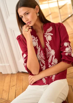 Motus Boutique Chemises & Blouses^Blouse Roma BordeauxEcru-BlouseRoma