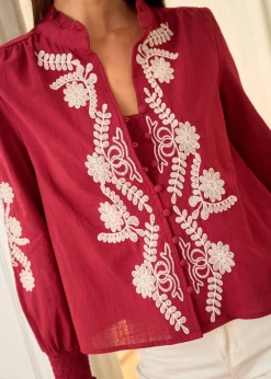Motus Boutique Chemises & Blouses^Blouse Roma BordeauxEcru-BlouseRoma