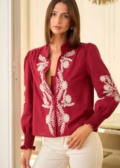 Motus Boutique Chemises & Blouses^Blouse Roma BordeauxEcru-BlouseRoma