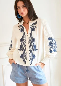 Motus Boutique Chemises & Blouses^Blouse Roma EcruMarine-BlouseRoma