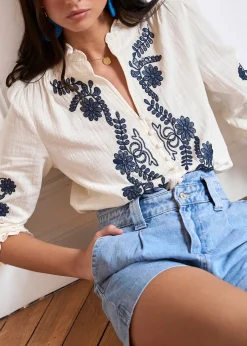 Motus Boutique Chemises & Blouses^Blouse Roma EcruMarine-BlouseRoma