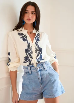 Motus Boutique Chemises & Blouses^Blouse Roma EcruMarine-BlouseRoma