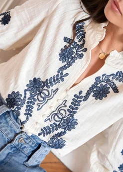 Motus Boutique Chemises & Blouses^Blouse Roma EcruMarine-BlouseRoma