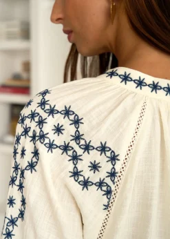 Motus Boutique Chemises & Blouses^Blouse Romane EcruMarine-BlouseRomane