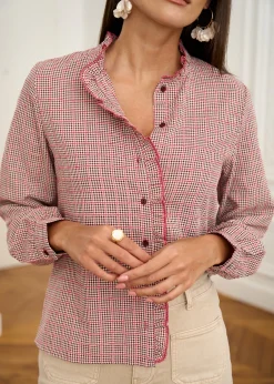 Motus Boutique Chemises & Blouses^Blouse Tina VichyBordeaux-BlouseTina