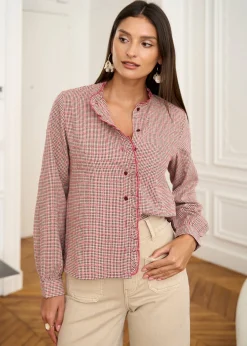 Motus Boutique Chemises & Blouses^Blouse Tina VichyBordeaux-BlouseTina