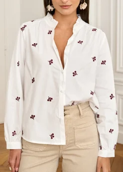 Motus Boutique Chemises & Blouses^Blouse Violaine BlancBordeaux-BlouseViolaine