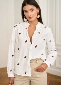 Motus Boutique Chemises & Blouses^Blouse Violaine BlancBordeaux-BlouseViolaine