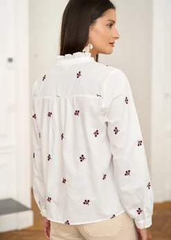 Motus Boutique Chemises & Blouses^Blouse Violaine BlancBordeaux-BlouseViolaine