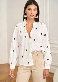 Motus Boutique Chemises & Blouses^Blouse Violaine BlancBordeaux-BlouseViolaine