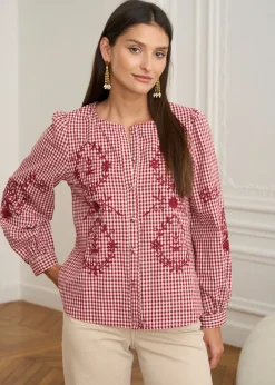 Motus Boutique Chemises & Blouses^Blouse Ysaline VichyBordeaux-BlouseYsaline