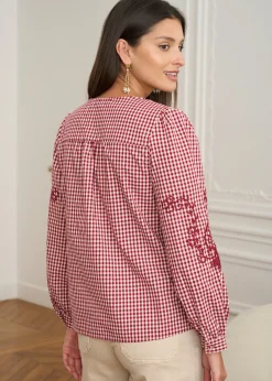 Motus Boutique Chemises & Blouses^Blouse Ysaline VichyBordeaux-BlouseYsaline
