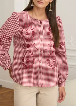 Motus Boutique Chemises & Blouses^Blouse Ysaline VichyBordeaux-BlouseYsaline
