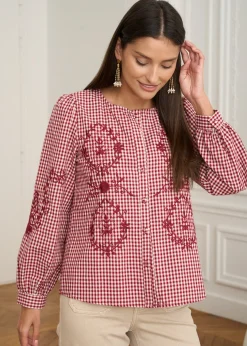 Motus Boutique Chemises & Blouses^Blouse Ysaline VichyBordeaux-BlouseYsaline