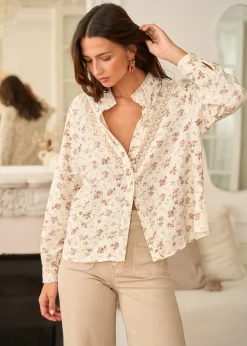 Motus Boutique Chemises & Blouses^Chemise Aimée FleuriFondBeige-ChemiseAimée
