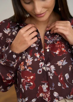Motus Boutique Chemises & Blouses^Chemise Denise FleuriBordeaux-ChemiseDenise