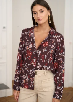 Motus Boutique Chemises & Blouses^Chemise Denise FleuriBordeaux-ChemiseDenise