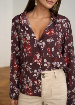 Motus Boutique Chemises & Blouses^Chemise Denise FleuriBordeaux-ChemiseDenise