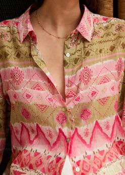 Motus Boutique Chemises & Blouses^Chemise Denise MotifRoseKaki-ChemiseDenise