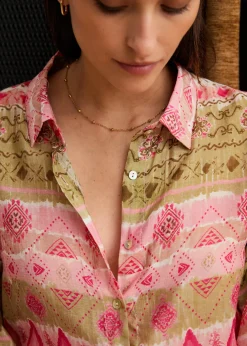 Motus Boutique Chemises & Blouses^Chemise Denise MotifRoseKaki-ChemiseDenise