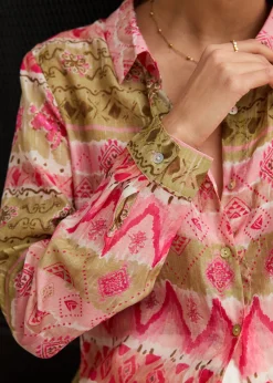 Motus Boutique Chemises & Blouses^Chemise Denise MotifRoseKaki-ChemiseDenise