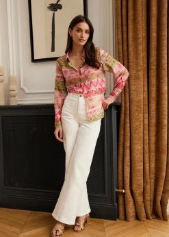 Motus Boutique Chemises & Blouses^Chemise Denise MotifRoseKaki-ChemiseDenise