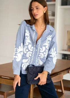 Motus Boutique Chemises & Blouses^Chemise June BleuRayéBlanc-ChemiseJune