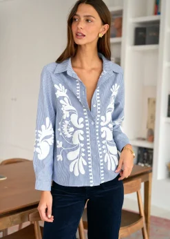 Motus Boutique Chemises & Blouses^Chemise June BleuRayéBlanc-ChemiseJune
