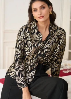 Motus Boutique Chemises & Blouses^Chemise Katia ImpriméDoréFondNoir-ChemiseKatia