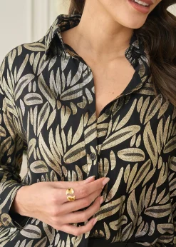 Motus Boutique Chemises & Blouses^Chemise Katia ImpriméDoréFondNoir-ChemiseKatia