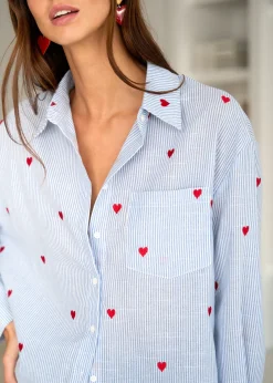 Motus Boutique Chemises & Blouses^Chemise Louisa BleuRayéBlanc-ChemiseLouisa